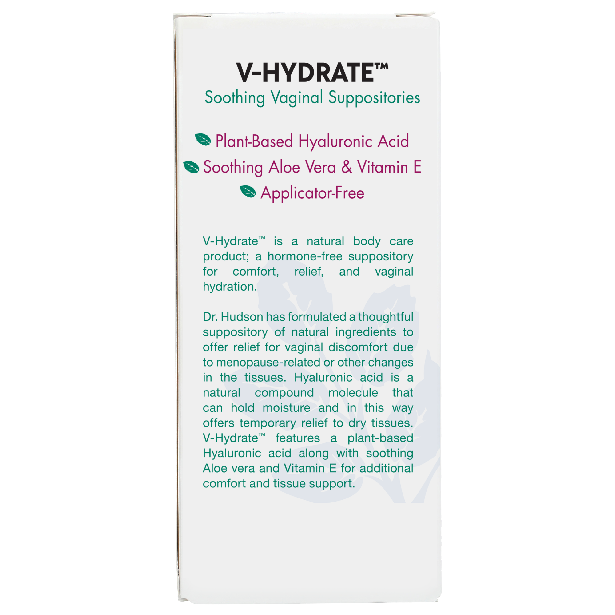 V-Hydrate: Vaginal Hydration Suppositories